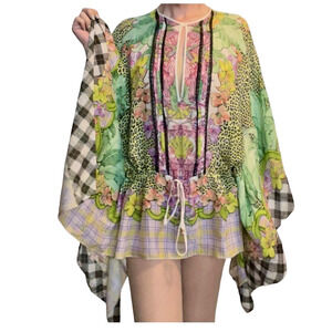 Just Cavalli Multicolor Silk Kaftan Tunic, Size Small